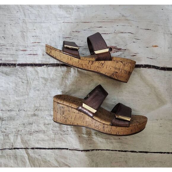 Vionic Pepper Metallic Cork Wedge Sandal Size 10 - Picture 2 of 8